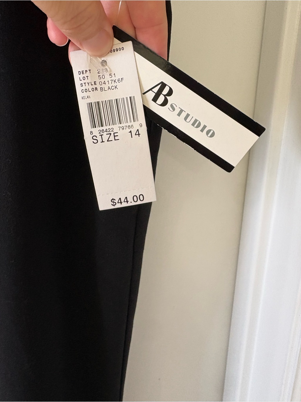 Ab Studio Milan Dress Pants Size 14 Black Nwt Straight Leg Career Work Slacks — image 2 of 4